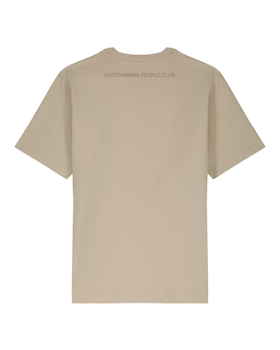 Camiseta color beige KUMI T-Shirt de algodón orgánico con texto OUTSTANDING PEOPLE CLUB en la espalda